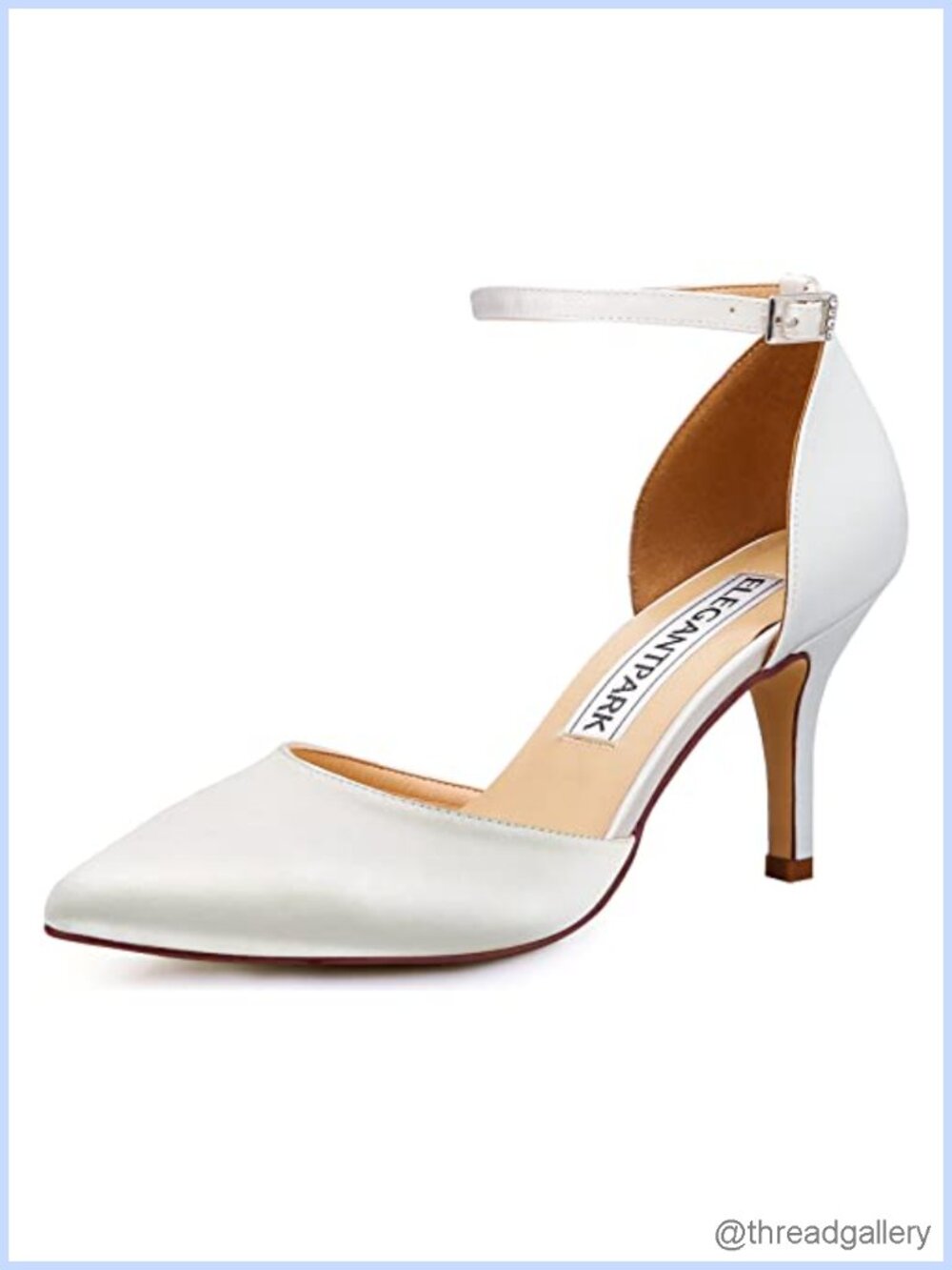 ELEGANTPARK Womens Satin Pointed Toe Heels D'Orsay Ankle Strap Wedding Pumps